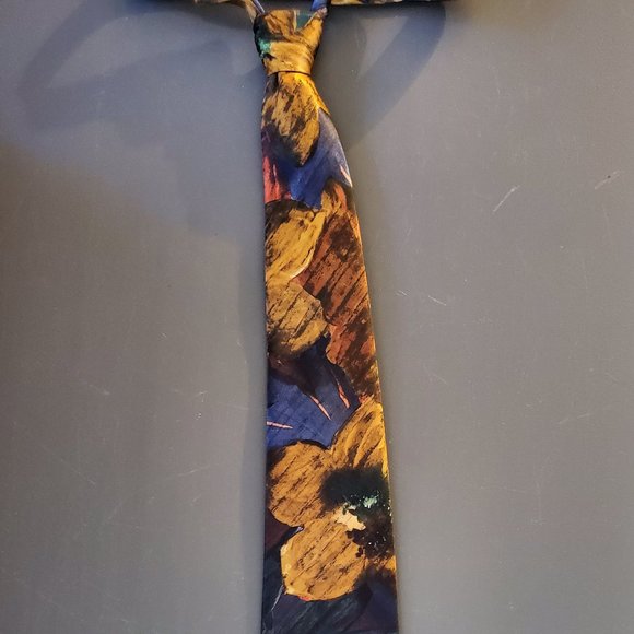 Vintage Wide Tie (Blues-Browns-Golds) - Picture 2 of 6